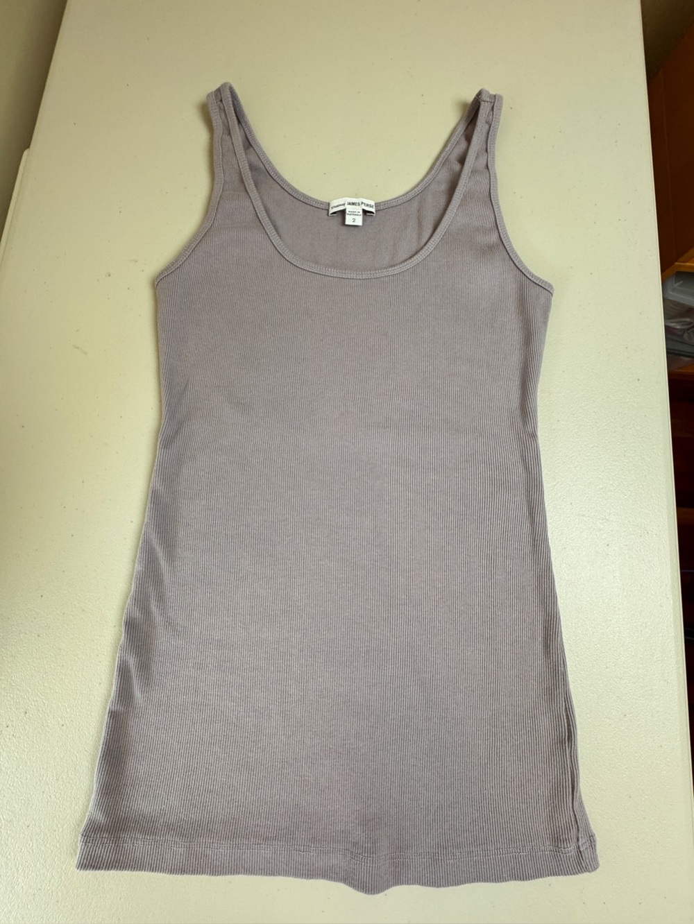 James Perse Ribbed Tank Top Lavender Purple Size M Sleeveless Stretch Cotton